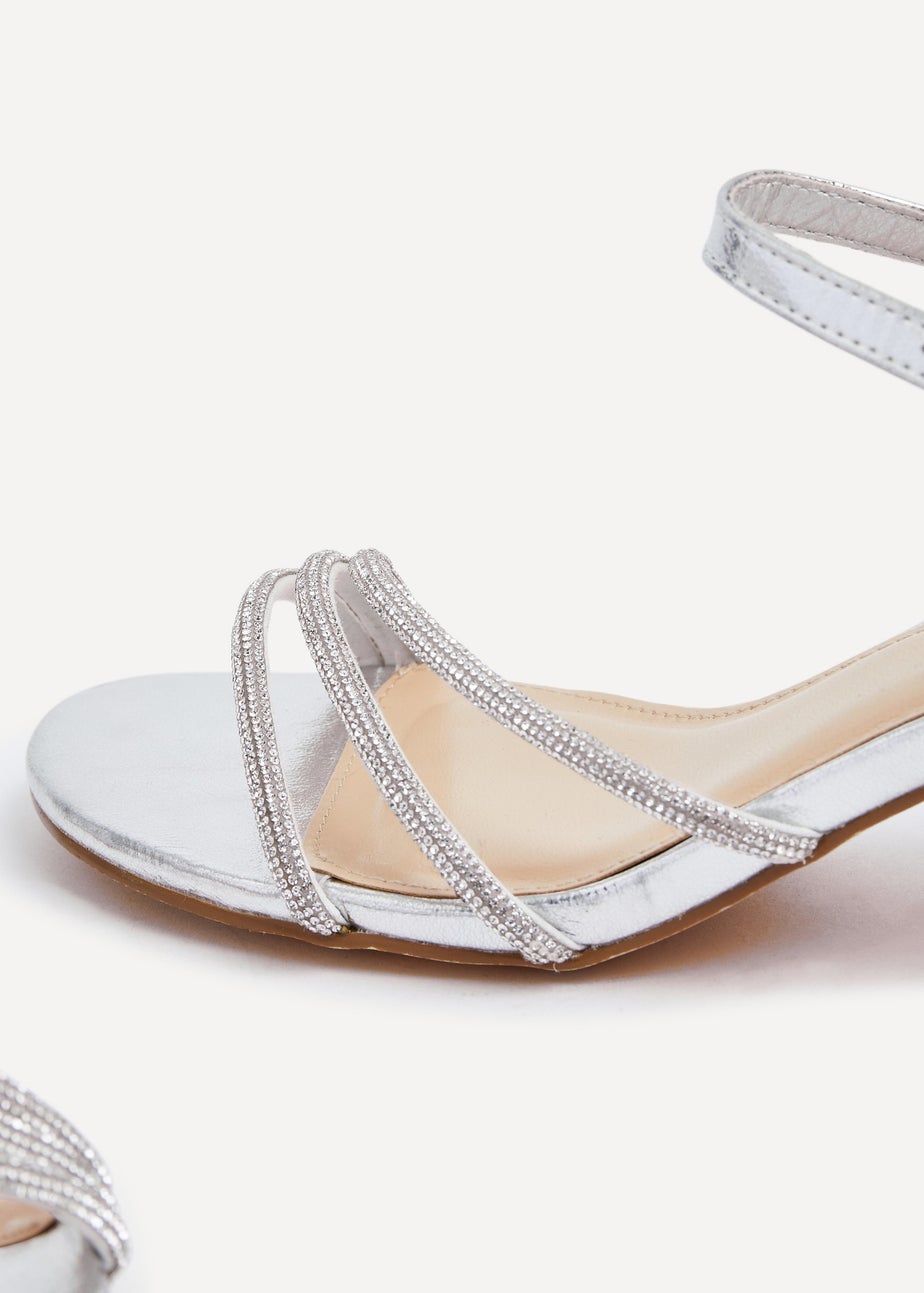 Linzi Carnation Silver Faux Leather Open Back Sandal