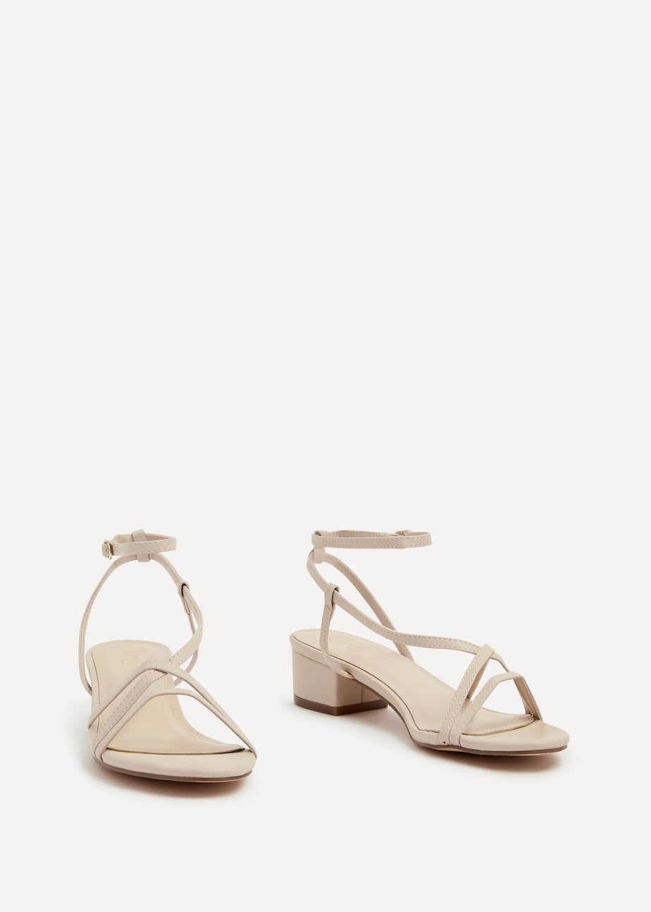 Linzi Calista Nude Faux Leather Strappy Low Block Sandal