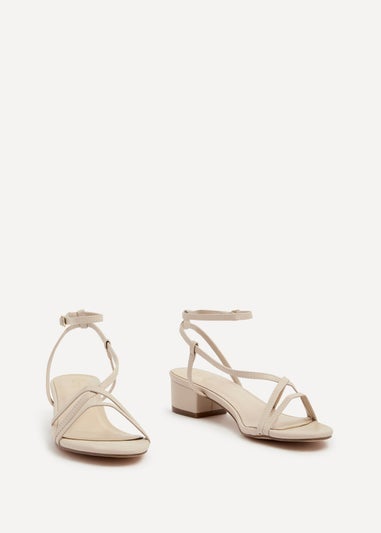 Linzi Calista Nude Faux Leather Strappy Low Block Sandal