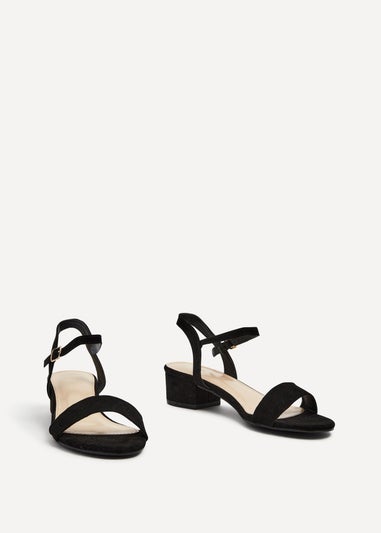 Linzi Kezzi Black Faux Suede Low Heeled Sandals