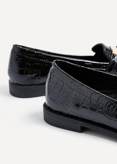 Linzi Tonia Black Croc Patent Classic Loafer