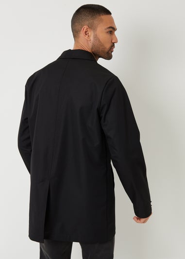 Threadbare Black Showerproof Longline Tailored Mac