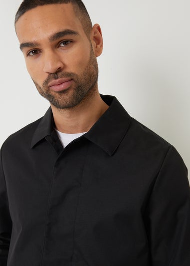 Threadbare Black Showerproof Longline Tailored Mac