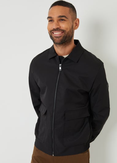 Threadbare Black Sonton Patch Pocket Collared Zip-Through Jacket