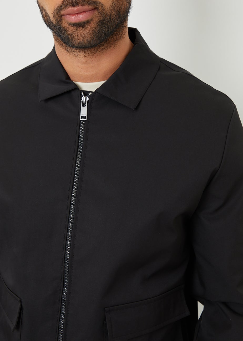 Threadbare Black Sonton Patch Pocket Collared Zip-Through Jacket