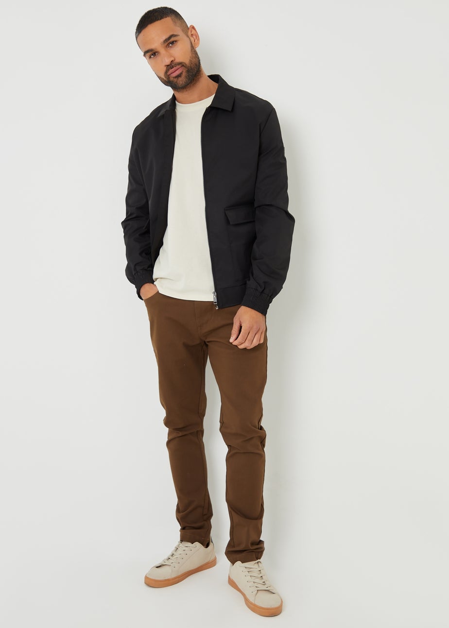 Threadbare Black Sonton Patch Pocket Collared Zip-Through Jacket