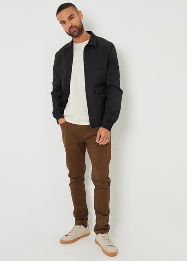 Threadbare Black Sonton Patch Pocket Collared Zip-Through Jacket