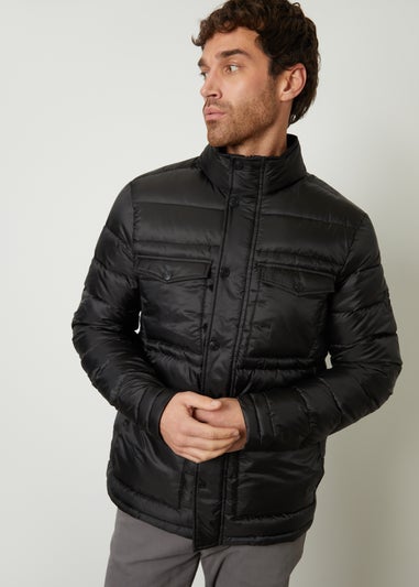 Threadbare Black Funnel Neck Utility Puffer Jacket
