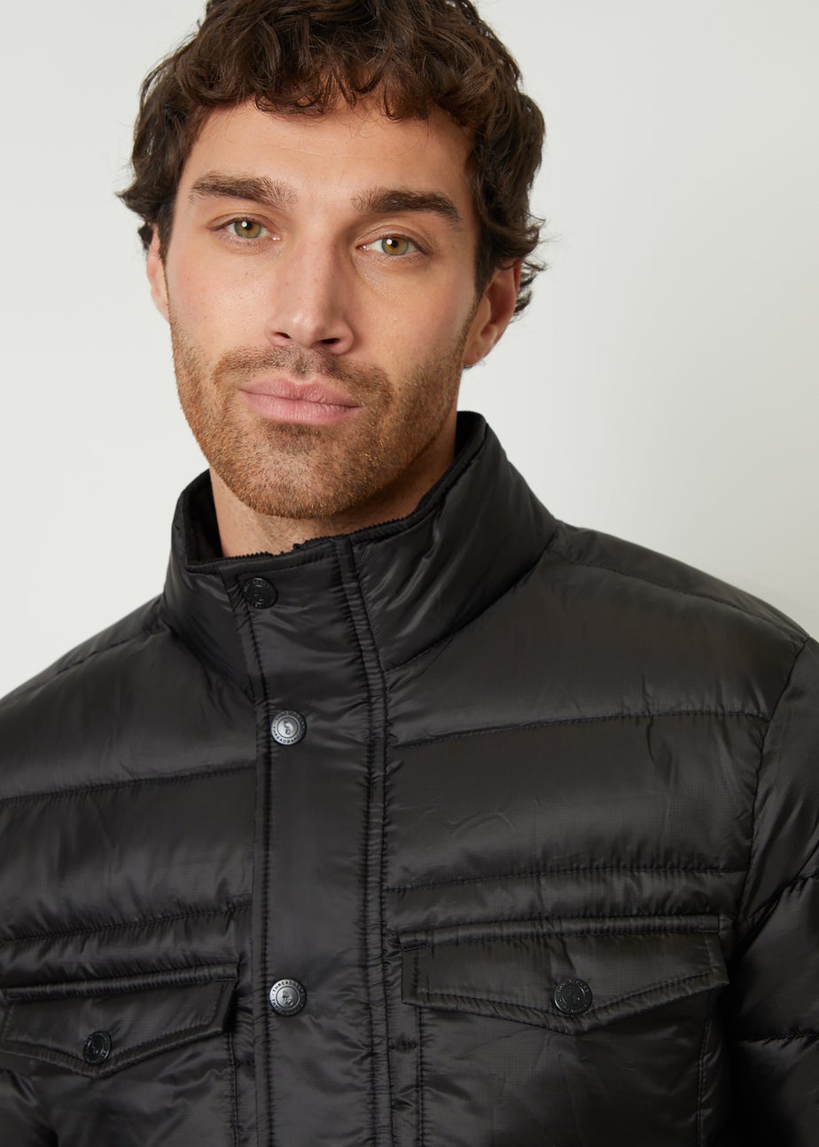 Threadbare Black Funnel Neck Utility Puffer Jacket