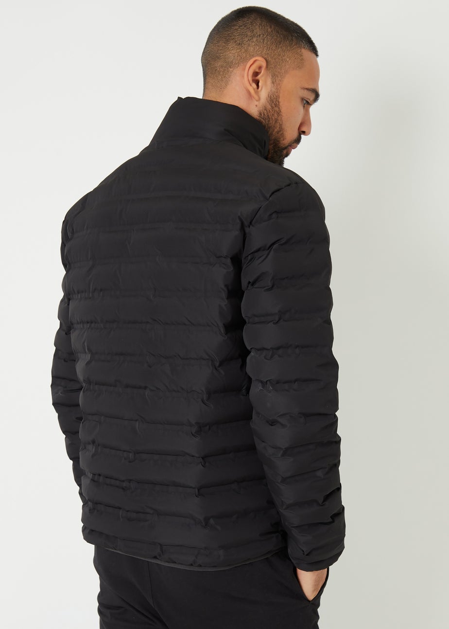 Threadbare Black Funnel Neck Lightweight Puffer Jacket