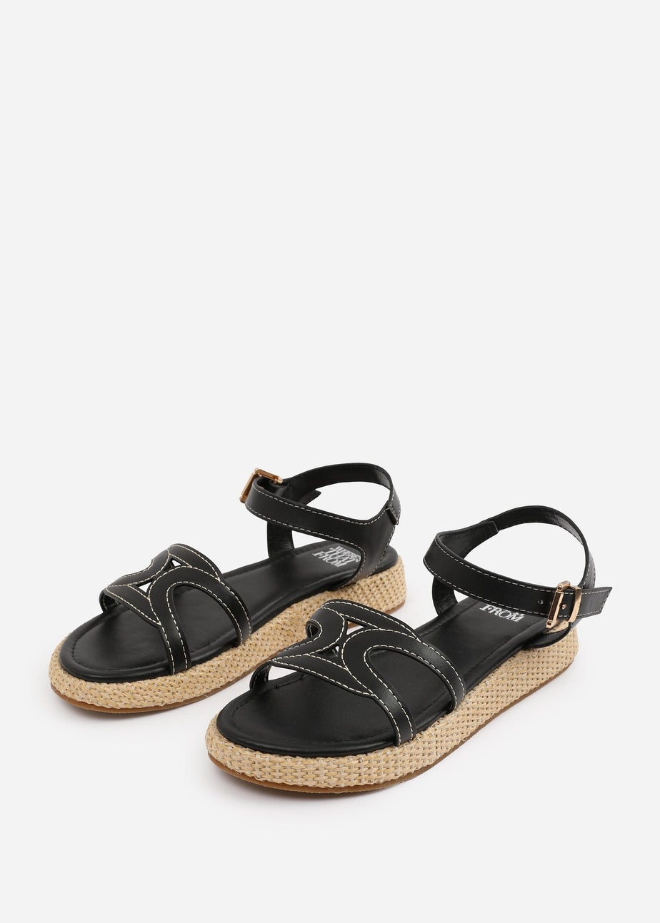Where's That From Black PU Sofia Flatform Sandal