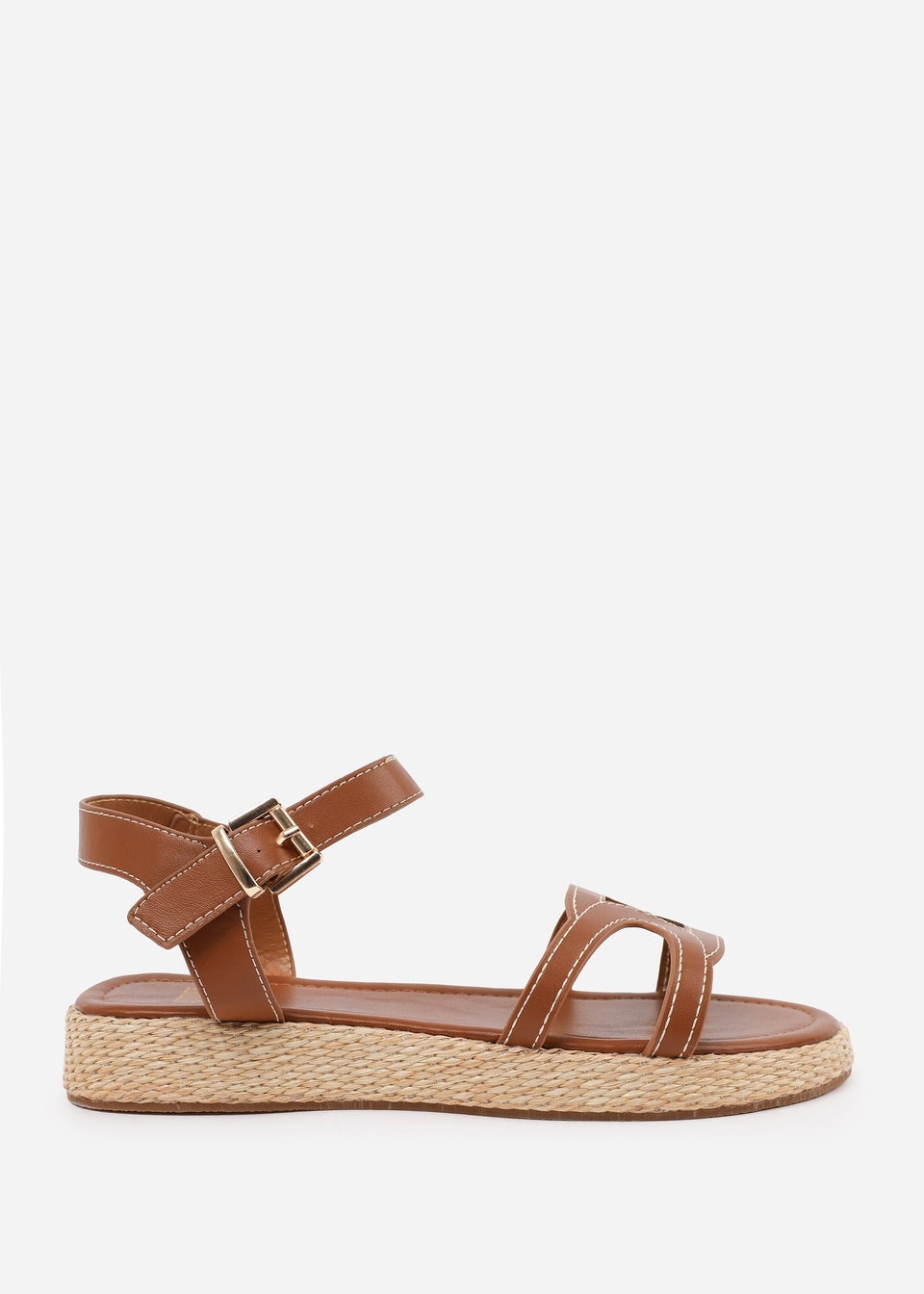Where's That From Tan PU Sofia Flatform Sandal