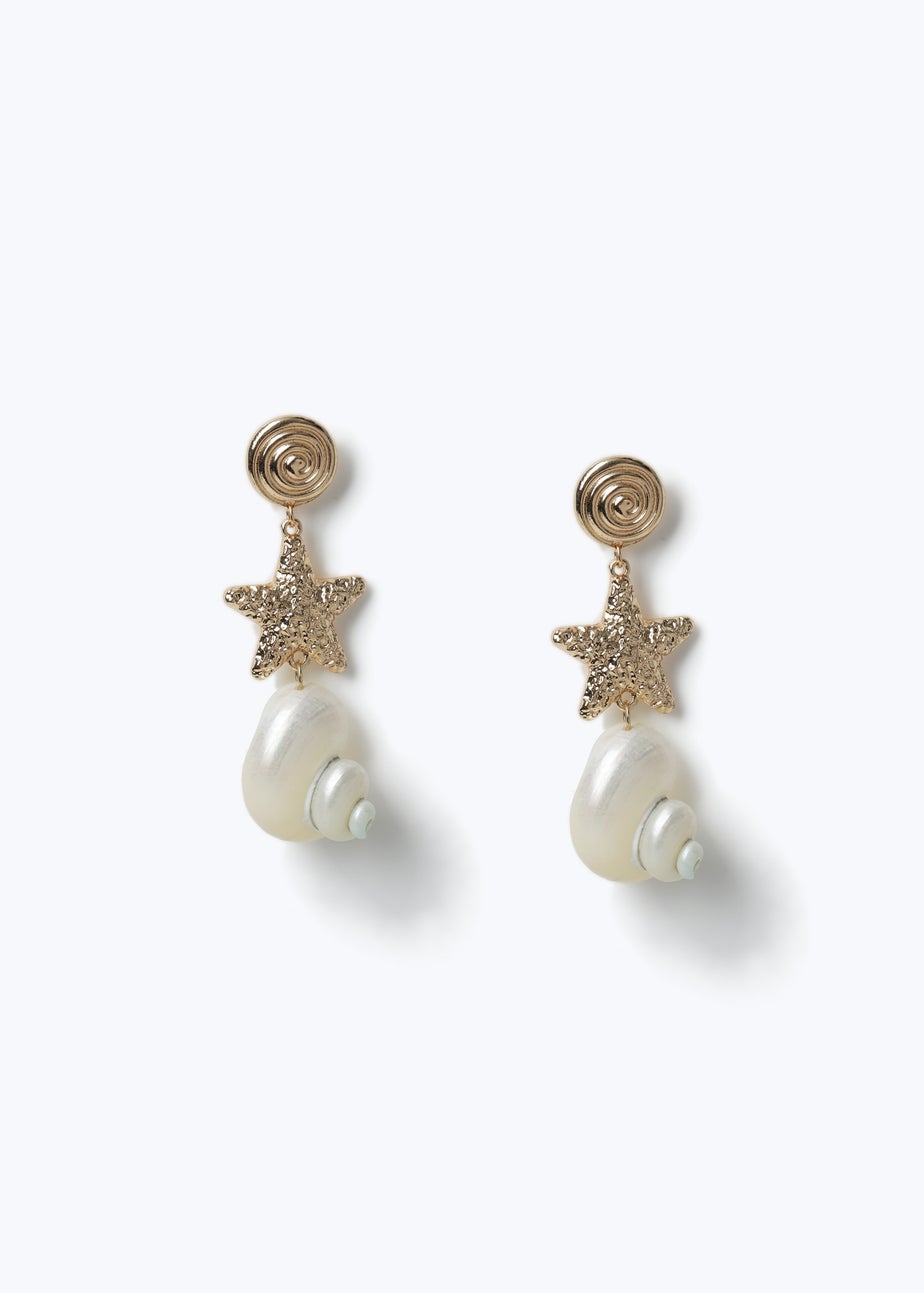 Muse Gold Shell Starfish Drop Earrings