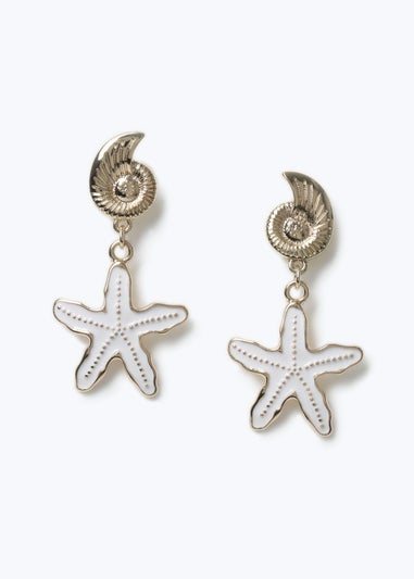 Muse White Starfish Shell Drop Earrings
