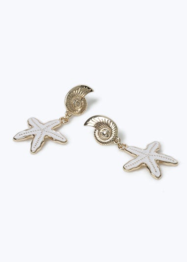 Muse White Starfish Shell Drop Earrings