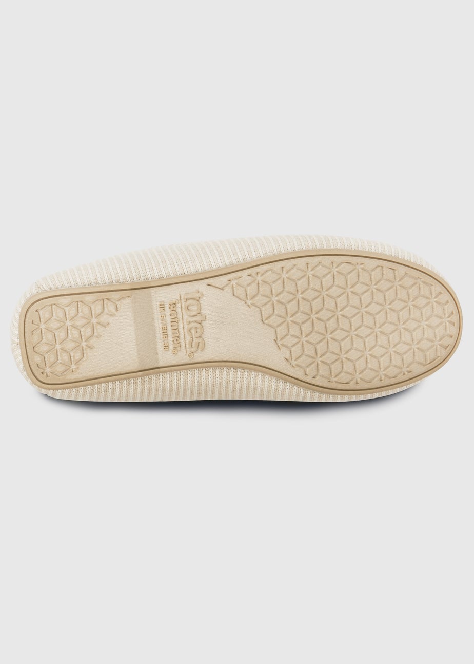 Totes Isotoner Beige Textured Moccasin Slipper