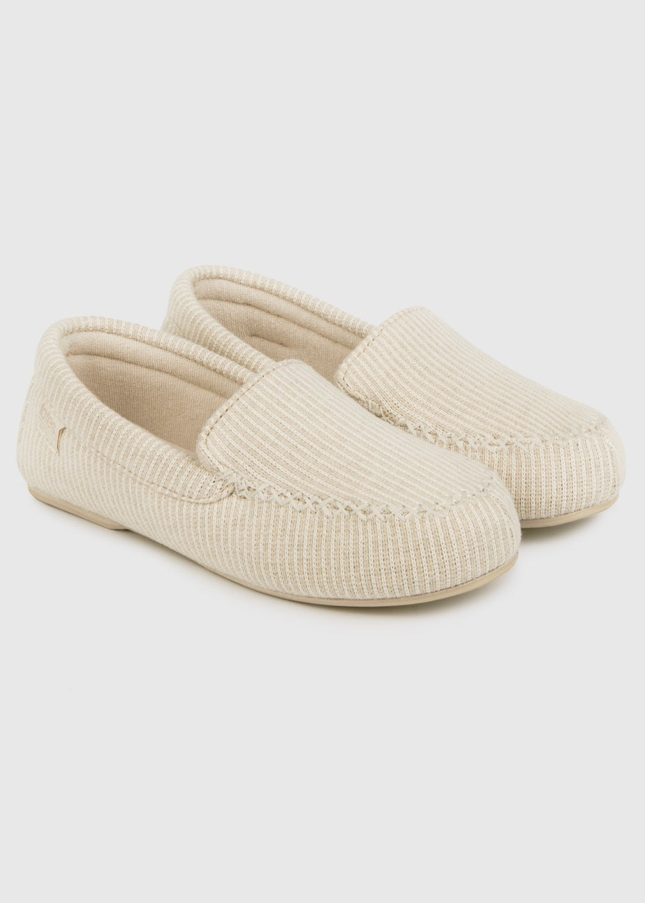 Totes Isotoner Beige Textured Moccasin Slipper