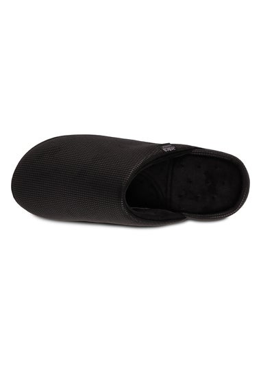 Totes Isotoner Black Square Patterned Smart Mule Slipper