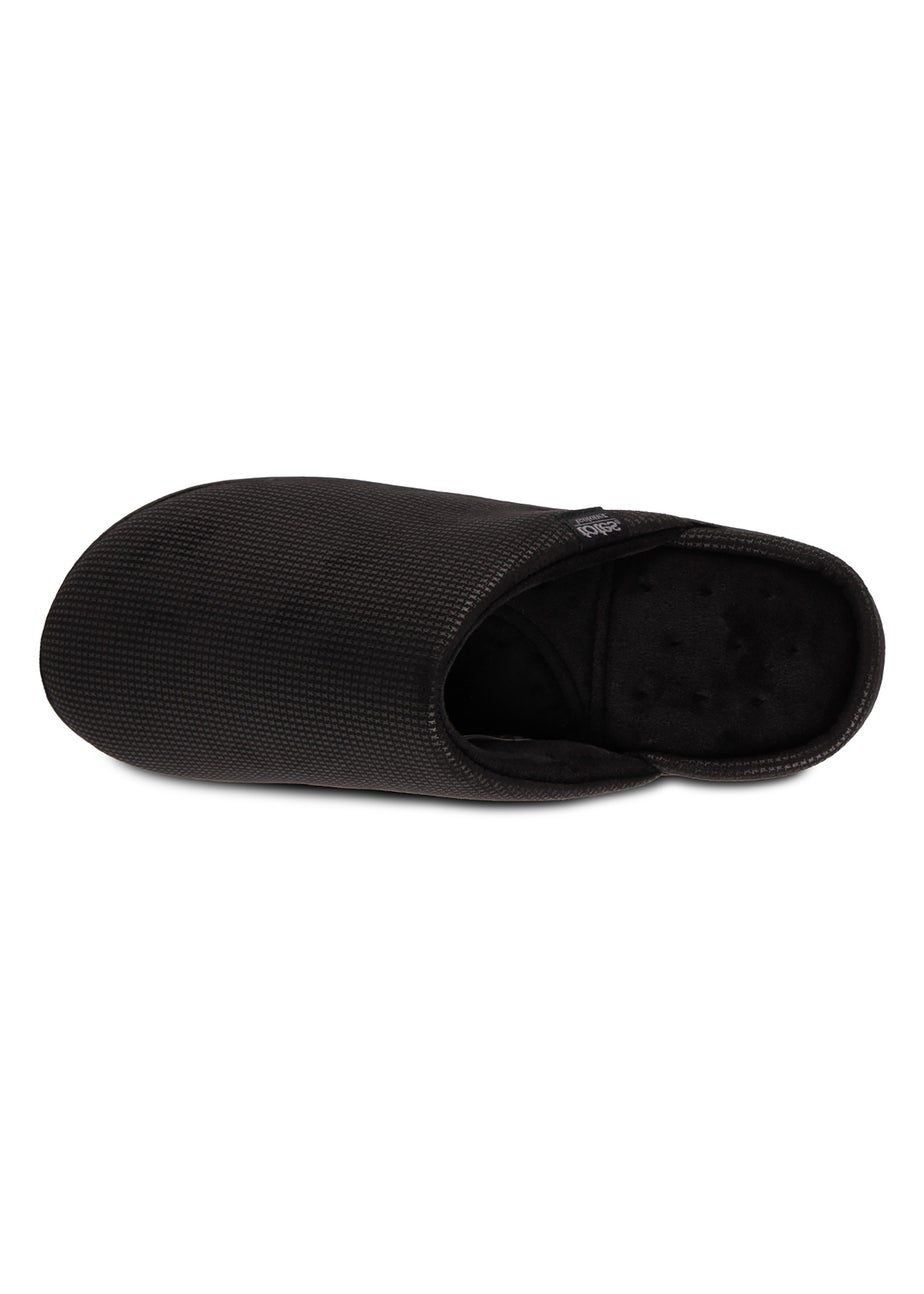 Totes Isotoner Black Square Patterned Smart Mule Slipper