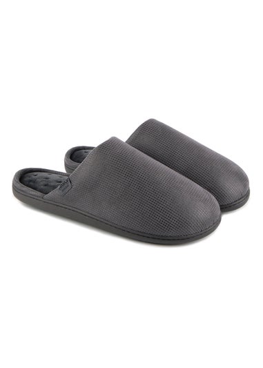 Totes Isotoner Grey Square Patterned Smart Mule Slipper
