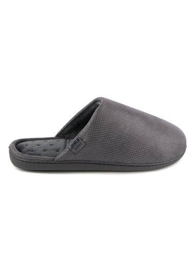 Totes Isotoner Grey Square Patterned Smart Mule Slipper