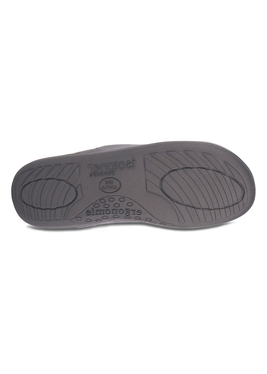 Totes Isotoner Grey Square Patterned Smart Mule Slipper