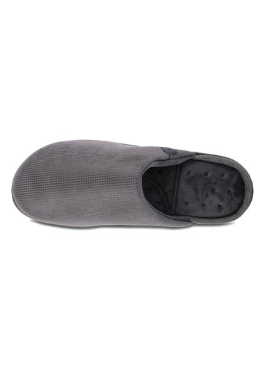 Totes Isotoner Grey Square Patterned Smart Mule Slipper