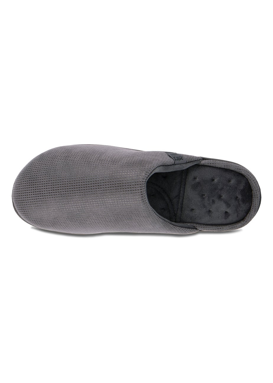 Totes Isotoner Grey Square Patterned Smart Mule Slipper
