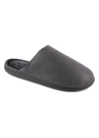 Totes Isotoner Grey Square Patterned Smart Mule Slipper