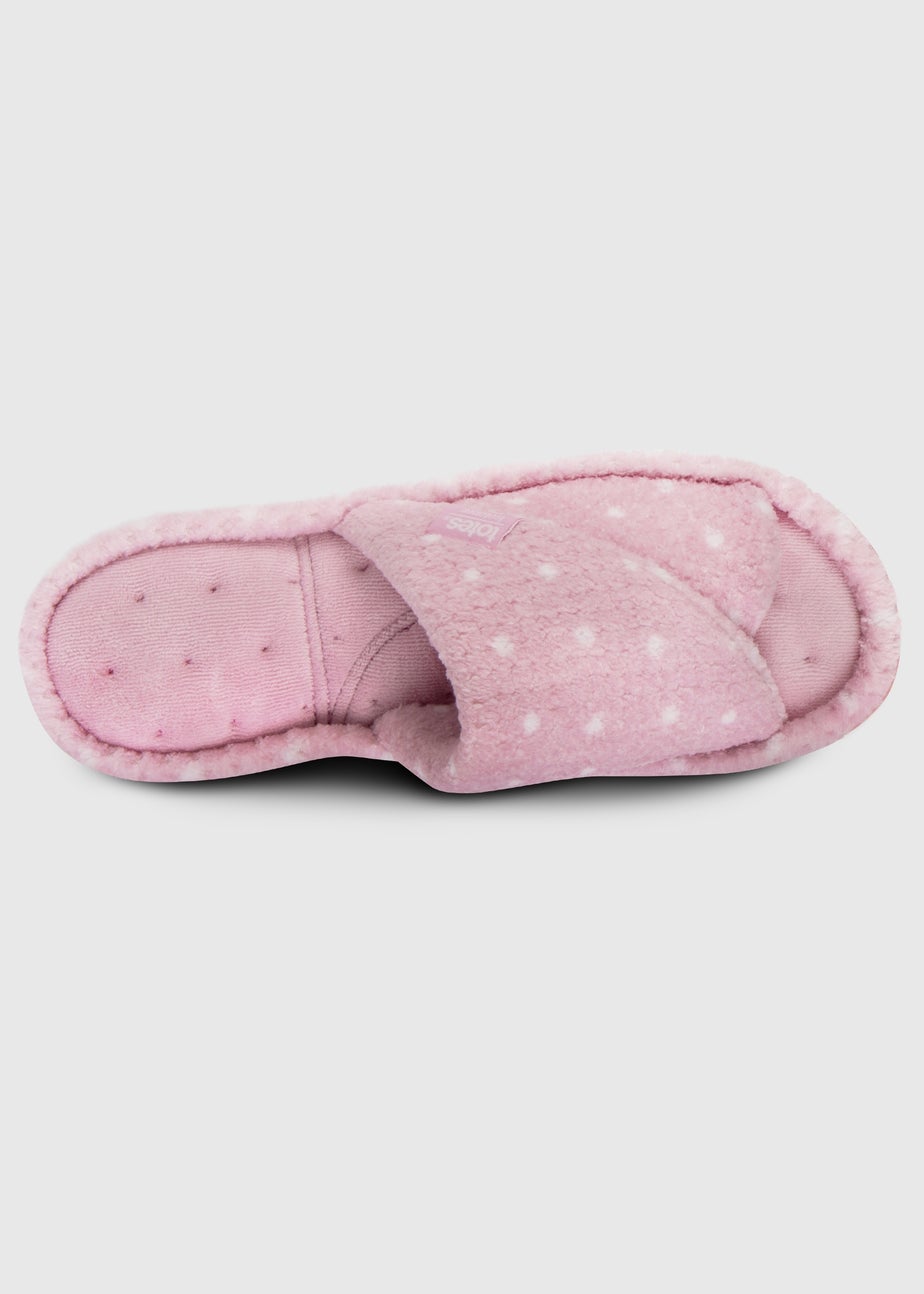 Totes Isotoner Pink Popcorn Turnover Open Toe Slippers