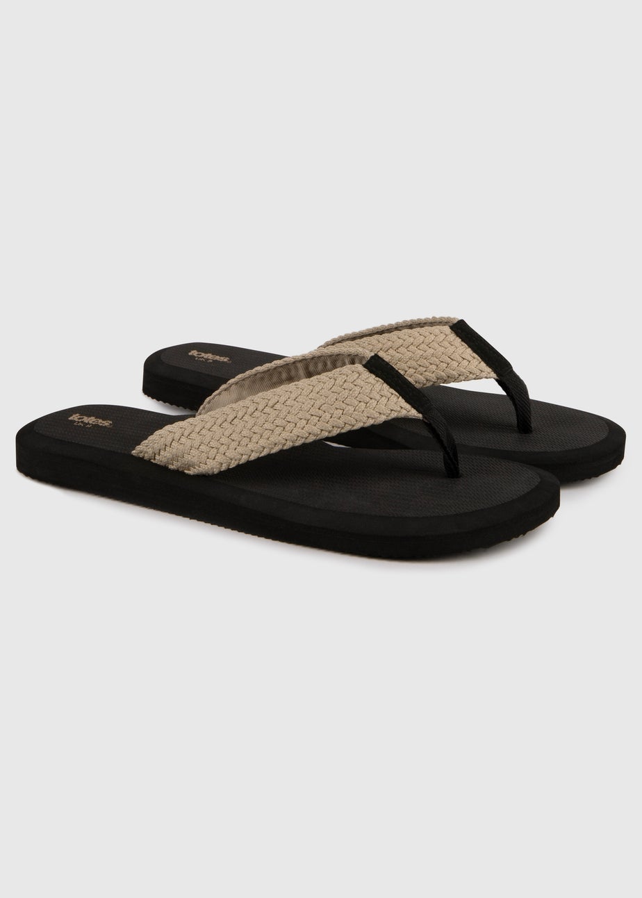 Totes Black Plait Toe Post Sandal