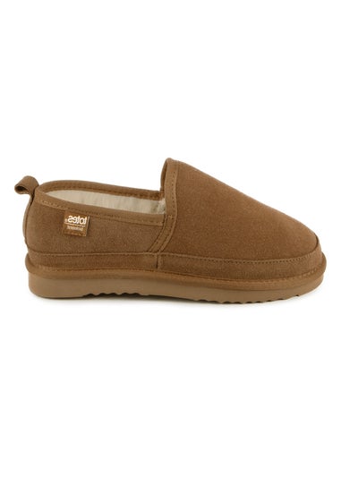 Totes Isotoner Tan Real Suede Full Back Slipper