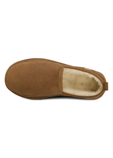 Totes Isotoner Tan Real Suede Full Back Slipper