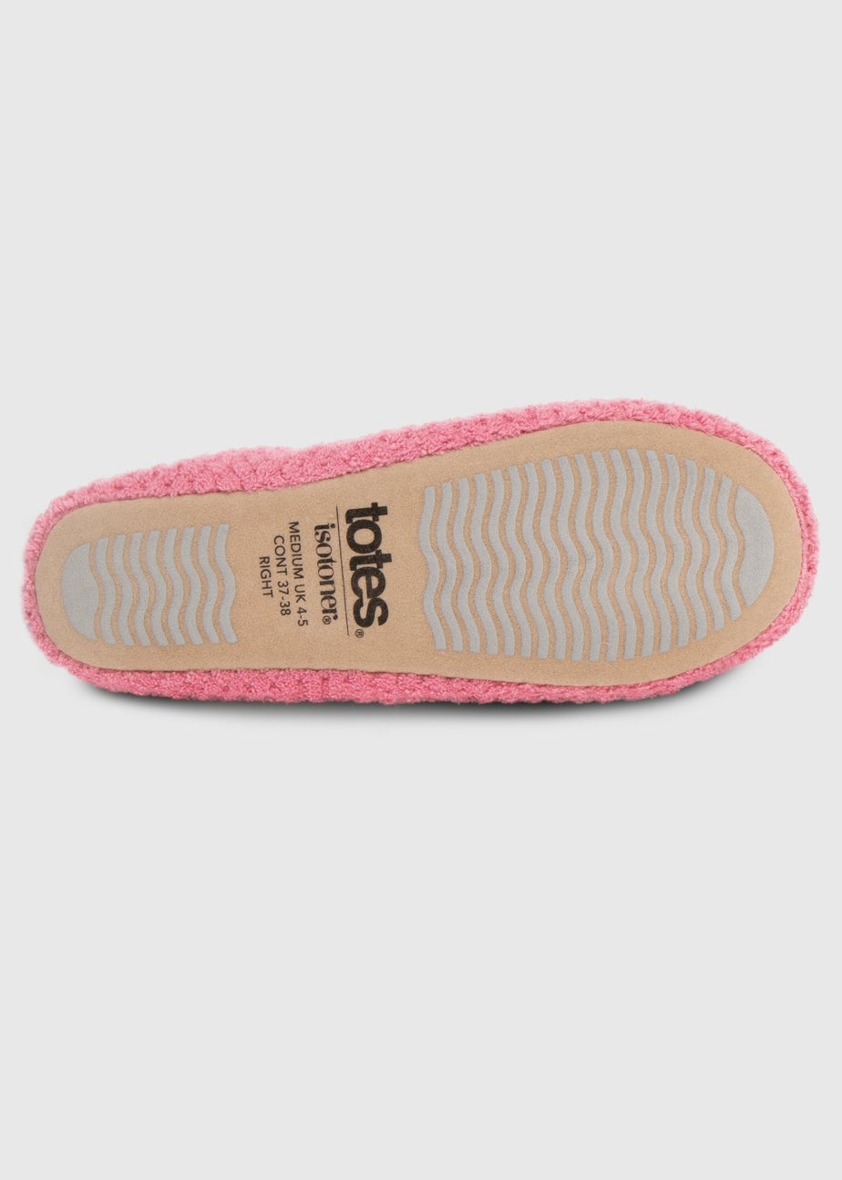 Totes Isotoner Pink Popcorn Terry Ballet Slippers