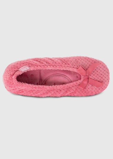 Totes Isotoner Pink Popcorn Terry Ballet Slippers