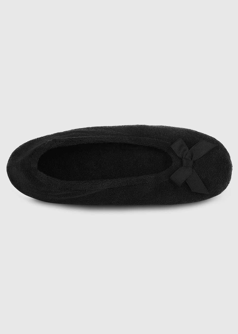Totes Isotoner Black Terry Ballerina Slippers