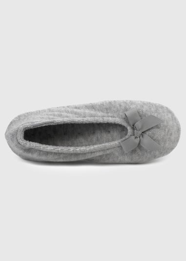 Totes Isotoner Grey Terry Ballerina Slippers