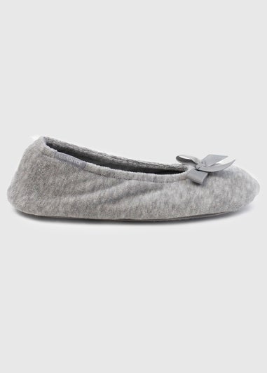 Totes Isotoner Grey Terry Ballerina Slippers