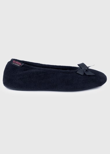 Totes Isotoner Navy Terry Ballerina Slippers