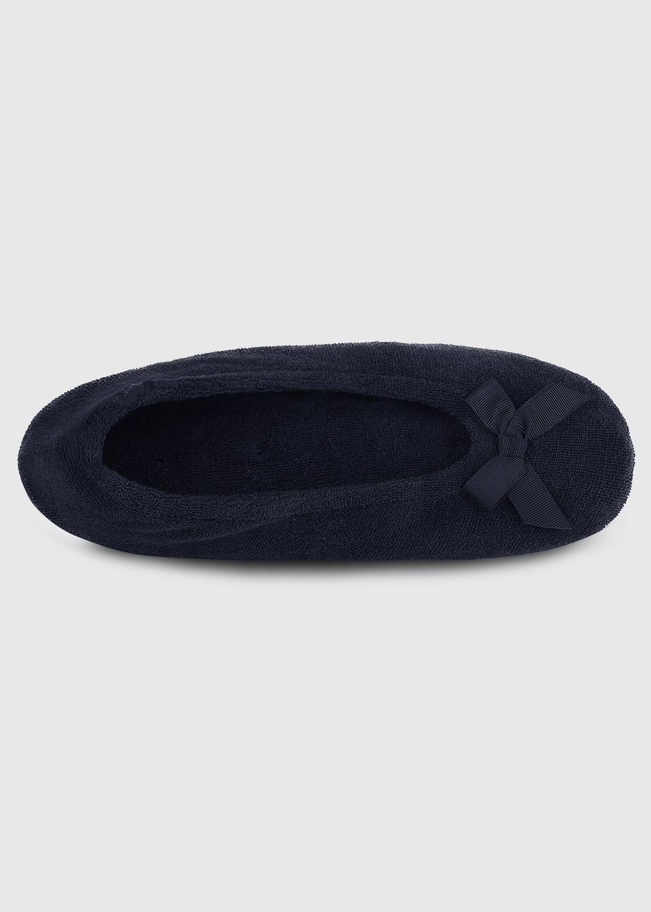 Totes Isotoner Navy Terry Ballerina Slippers