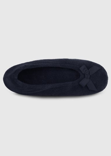 Totes Isotoner Navy Terry Ballerina Slippers