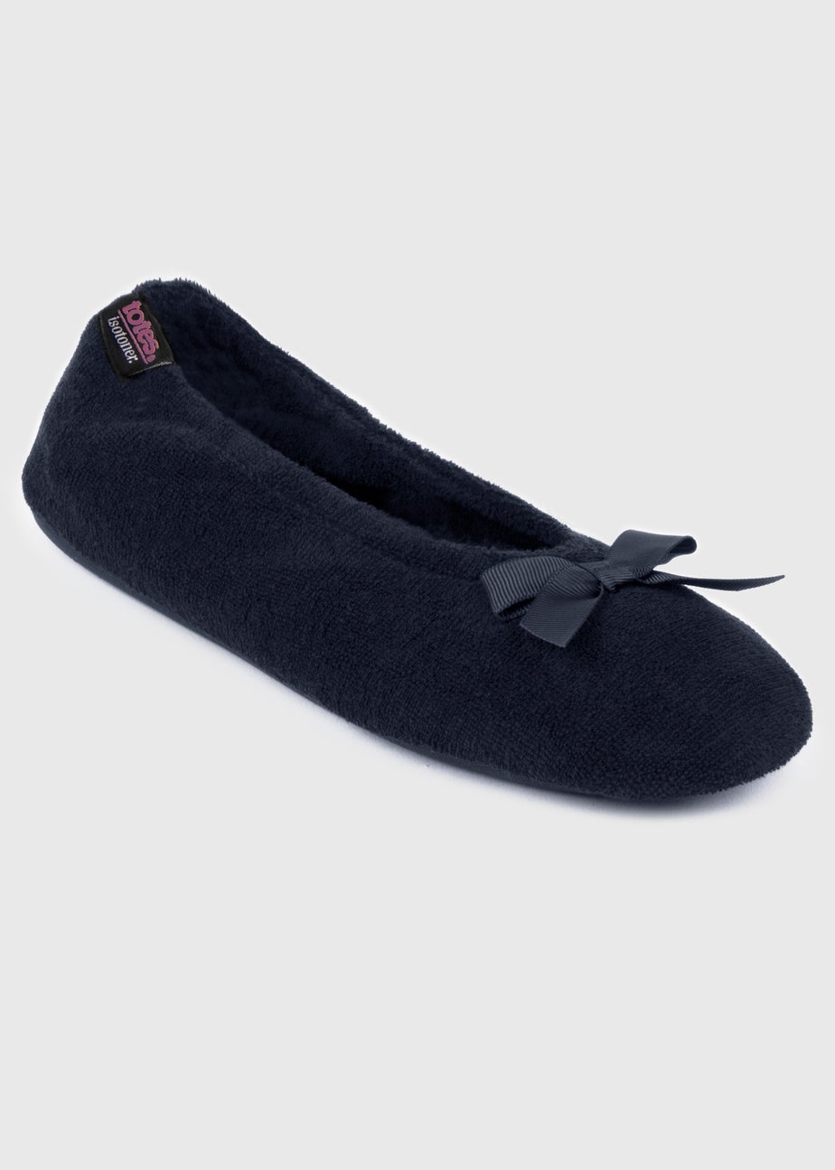 Totes Isotoner Navy Terry Ballerina Slippers