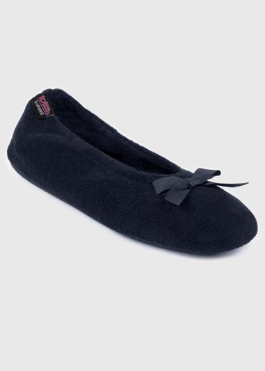 Totes Isotoner Navy Terry Ballerina Slippers