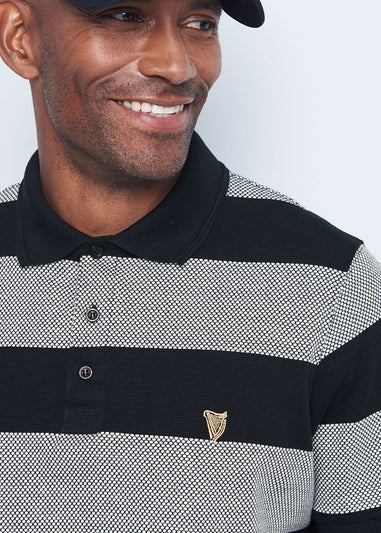 Cotton Traders Black Guinness Short Sleeve Textured Stripe Polo Shirt