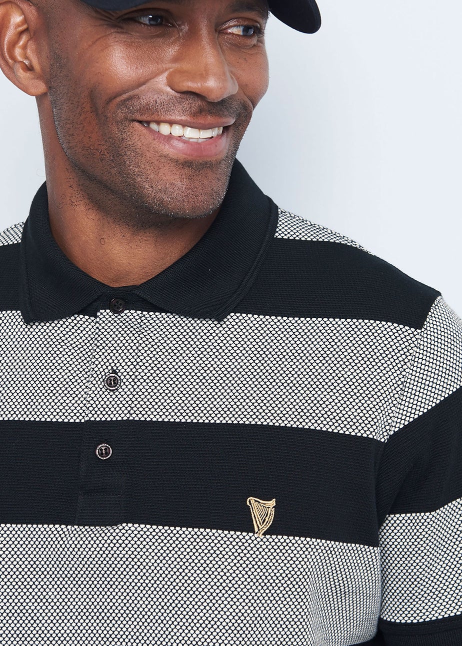 Cotton Traders Black Guinness Short Sleeve Textured Stripe Polo Shirt