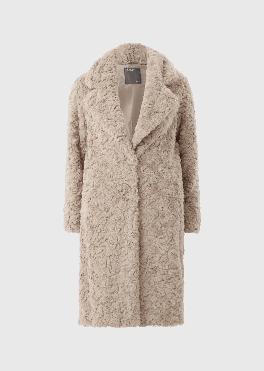 Stone Faux Fur Coat