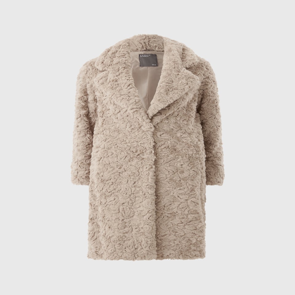 Stone Faux Fur Coat