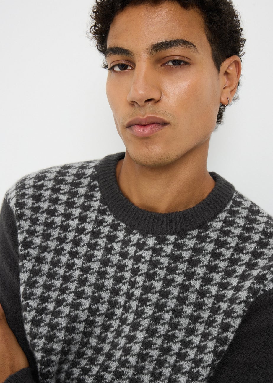 Charcoal Houndstooth Patterned Jumper