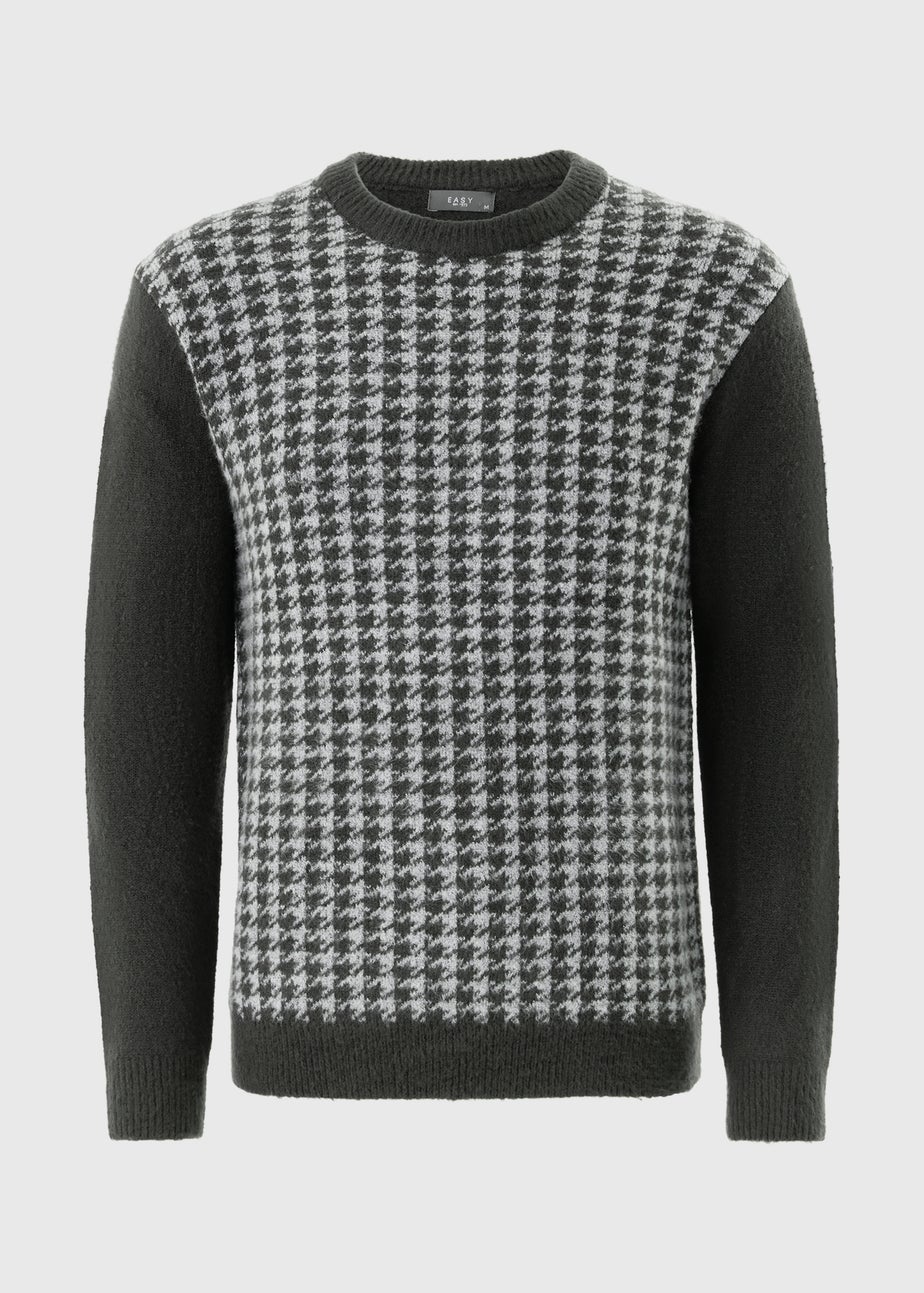 Charcoal Houndstooth Patterned Jumper