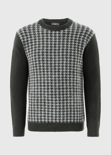 Charcoal Houndstooth Patterned Jumper